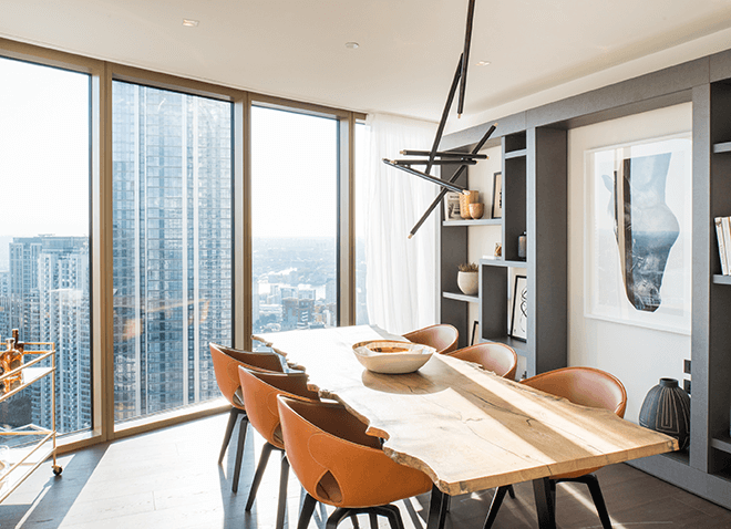 Dining room with view of London