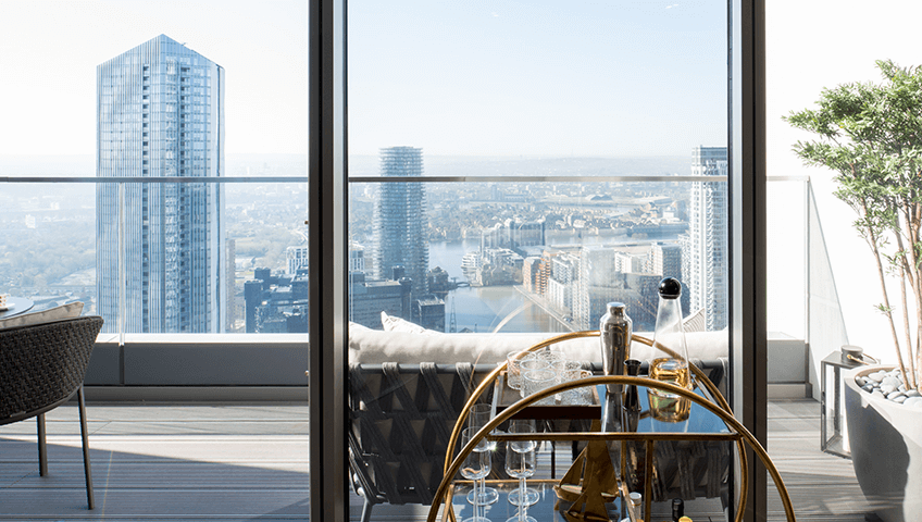 View from apartment at 10 Park Drive Canary Wharf