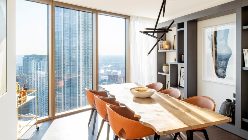 Dining area of apartment 5005, One Park Drive Canary Wharf